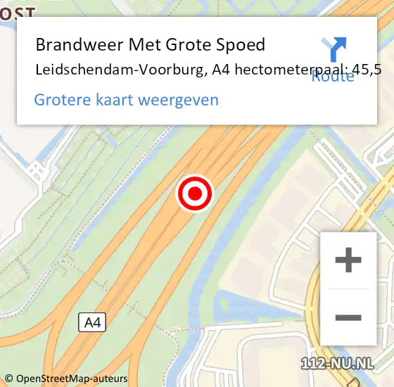 Locatie op kaart van de 112 melding: Brandweer Met Grote Spoed Naar Leidschendam-Voorburg, A4 hectometerpaal: 45,5 op 10 mei 2024 18:05