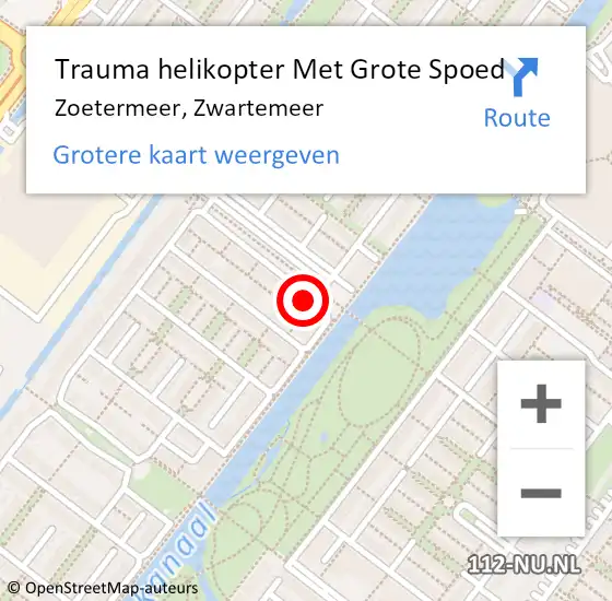 Locatie op kaart van de 112 melding: Trauma helikopter Met Grote Spoed Naar Zoetermeer, Zwartemeer op 10 mei 2024 19:34