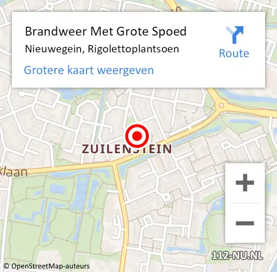 Locatie op kaart van de 112 melding: Brandweer Met Grote Spoed Naar Nieuwegein, Rigolettoplantsoen op 21 oktober 2013 08:56