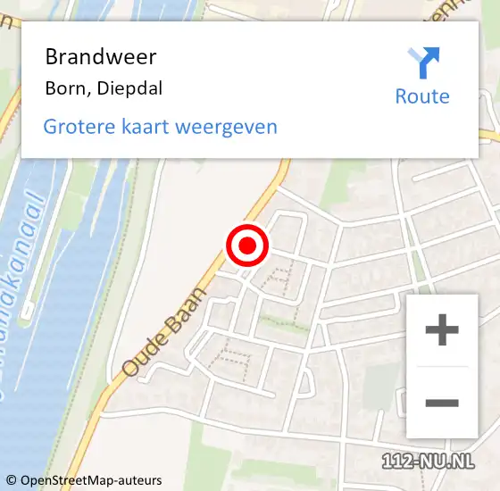 Locatie op kaart van de 112 melding: Brandweer Born, Diepdal op 25 december 2014 06:10