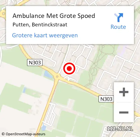 Locatie op kaart van de 112 melding: Ambulance Met Grote Spoed Naar Putten, Bentinckstraat op 30 december 2014 19:59