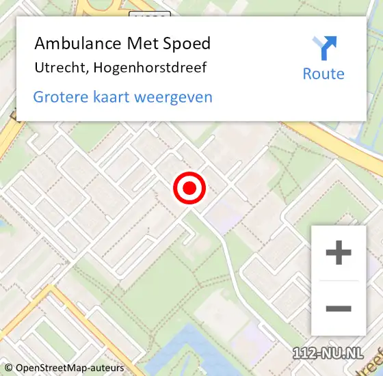 Locatie op kaart van de 112 melding: Ambulance Met Spoed Naar Utrecht, Hogenhorstdreef op 10 januari 2015 14:52