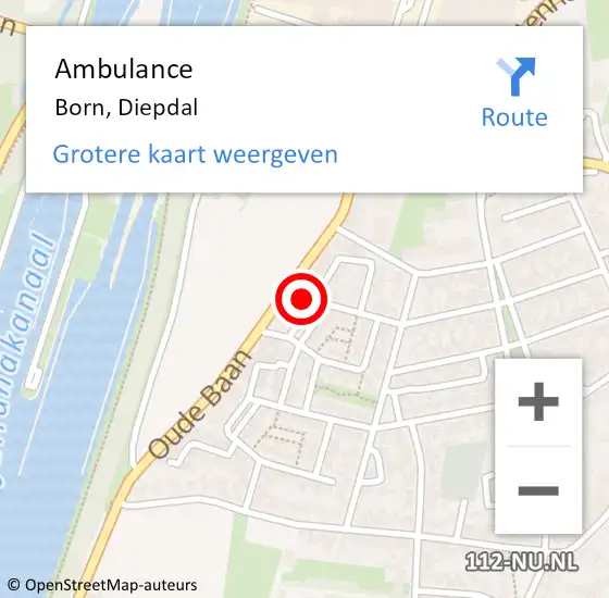 Locatie op kaart van de 112 melding: Ambulance Born, Diepdal op 20 januari 2015 09:27