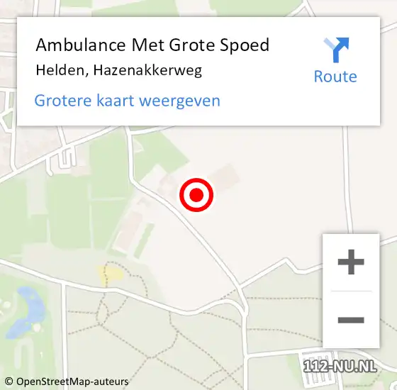 Locatie op kaart van de 112 melding: Ambulance Met Grote Spoed Naar Helden, Hazenakkerweg op 24 januari 2015 05:33