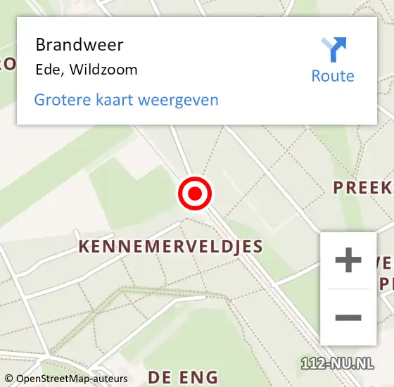 Locatie op kaart van de 112 melding: Brandweer Ede, Wildzoom op 31 januari 2015 15:56