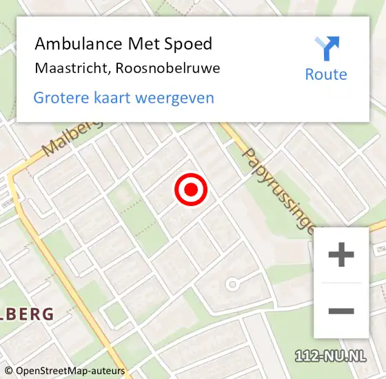 Locatie op kaart van de 112 melding: Ambulance Met Spoed Naar Maastricht, Roosnobelruwe op 21 februari 2015 21:42