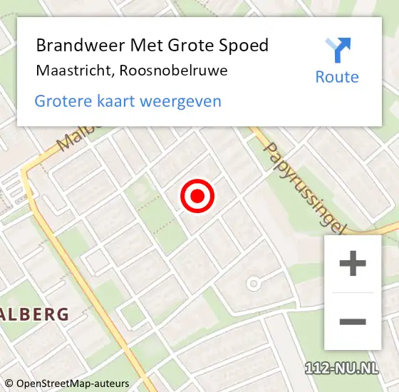 Locatie op kaart van de 112 melding: Brandweer Met Grote Spoed Naar Maastricht, Roosnobelruwe op 26 mei 2015 02:40