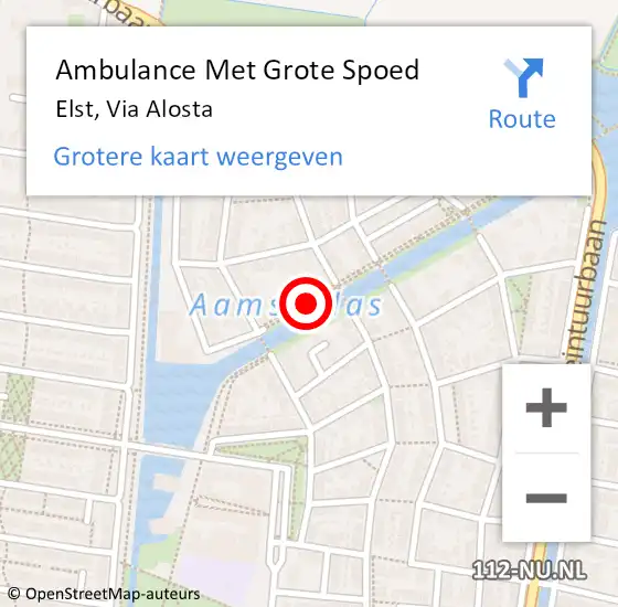Locatie op kaart van de 112 melding: Ambulance Met Grote Spoed Naar Elst, Via Alosta op 1 juni 2015 18:54
