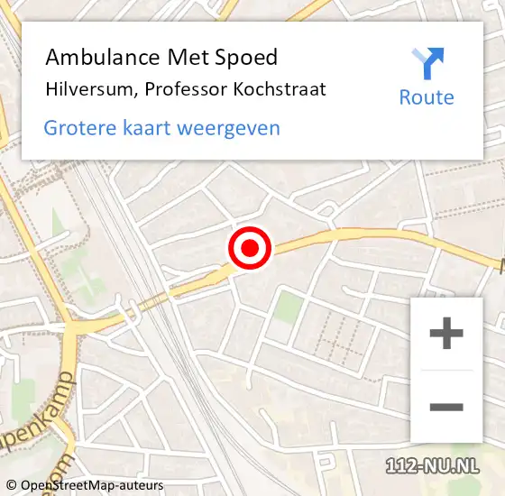 Locatie op kaart van de 112 melding: Ambulance Met Spoed Naar Hilversum, Professor Kochstraat op 19 juni 2015 04:20