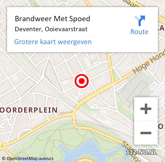 Locatie op kaart van de 112 melding: Brandweer Met Spoed Naar Deventer, Ooievaarstraat op 12 augustus 2015 00:02