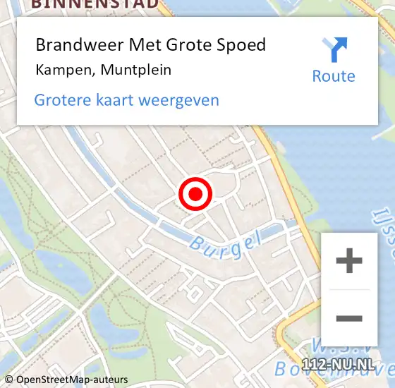 Locatie op kaart van de 112 melding: Brandweer Met Grote Spoed Naar Kampen, Muntplein op 17 oktober 2015 15:03