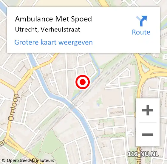 Locatie op kaart van de 112 melding: Ambulance Met Spoed Naar Utrecht, Verheulstraat op 19 december 2015 07:43