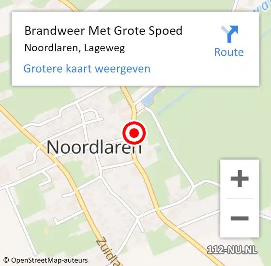 Locatie op kaart van de 112 melding: Brandweer Met Grote Spoed Naar Noordlaren, Lageweg op 12 januari 2016 11:08