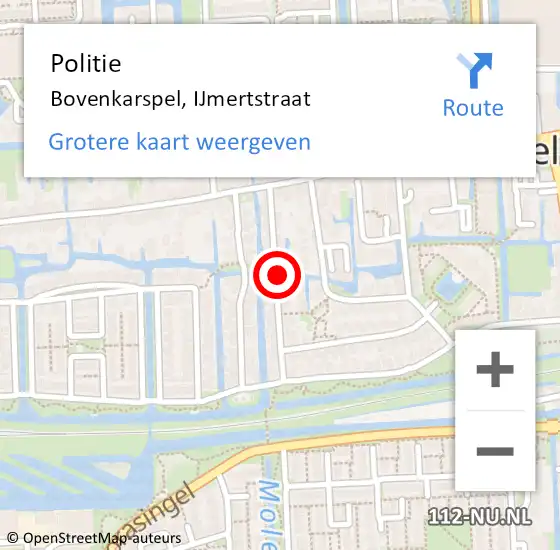 Locatie op kaart van de 112 melding: Politie Bovenkarspel, IJmertstraat op 31 mei 2016 16:32