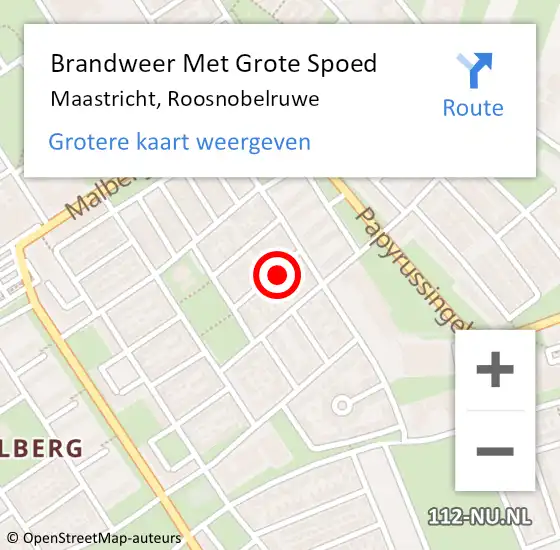 Locatie op kaart van de 112 melding: Brandweer Met Grote Spoed Naar Maastricht, Roosnobelruwe op 27 juni 2016 22:10