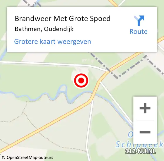 Locatie op kaart van de 112 melding: Brandweer Met Grote Spoed Naar Bathmen, Oudendijk op 17 augustus 2016 17:17