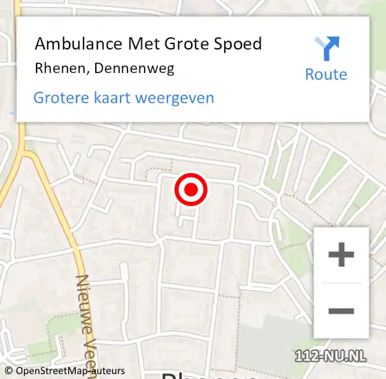 Locatie op kaart van de 112 melding: Ambulance Met Grote Spoed Naar Rhenen, Dennenweg op 19 september 2016 16:43