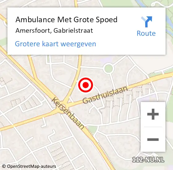 Locatie op kaart van de 112 melding: Ambulance Met Grote Spoed Naar Amersfoort, Gabrielstraat op 30 september 2016 22:37