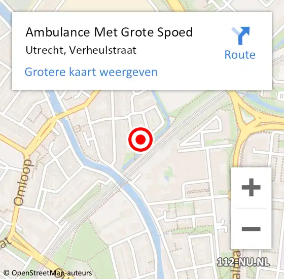 Locatie op kaart van de 112 melding: Ambulance Met Grote Spoed Naar Utrecht, Verheulstraat op 1 januari 2014 19:17