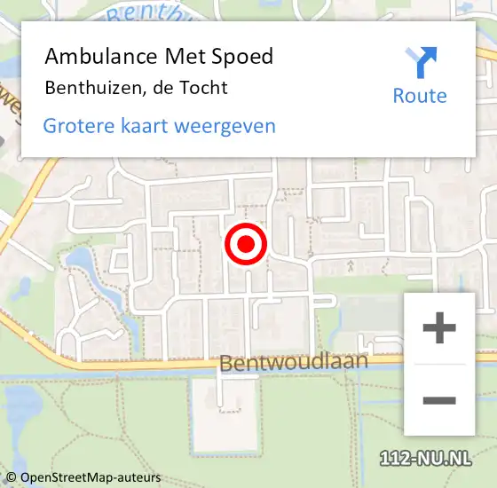 Locatie op kaart van de 112 melding: Ambulance Met Spoed Naar Benthuizen, de Tocht op 28 november 2016 21:19