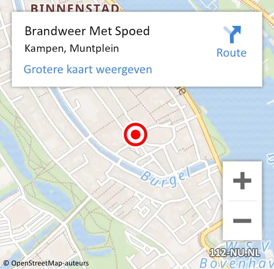 Locatie op kaart van de 112 melding: Brandweer Met Spoed Naar Kampen, Muntplein op 14 januari 2017 02:34