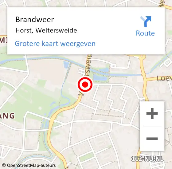 Locatie op kaart van de 112 melding: Brandweer Horst, Weltersweide op 30 januari 2017 09:54