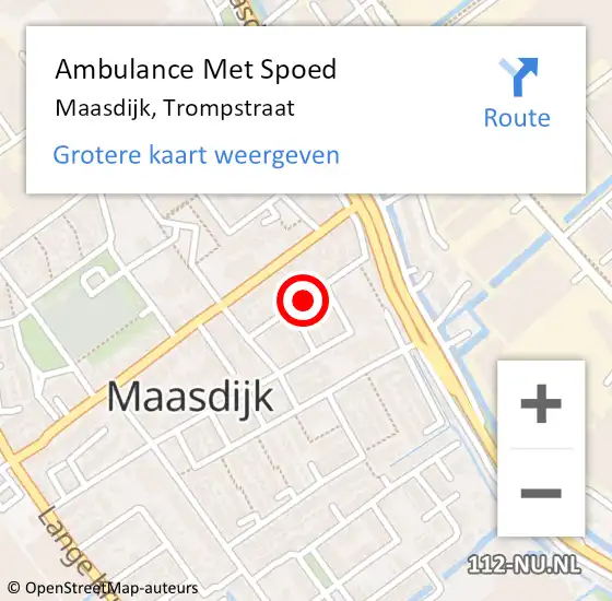 Locatie op kaart van de 112 melding: Ambulance Met Spoed Naar Maasdijk, Trompstraat op 14 februari 2017 12:06