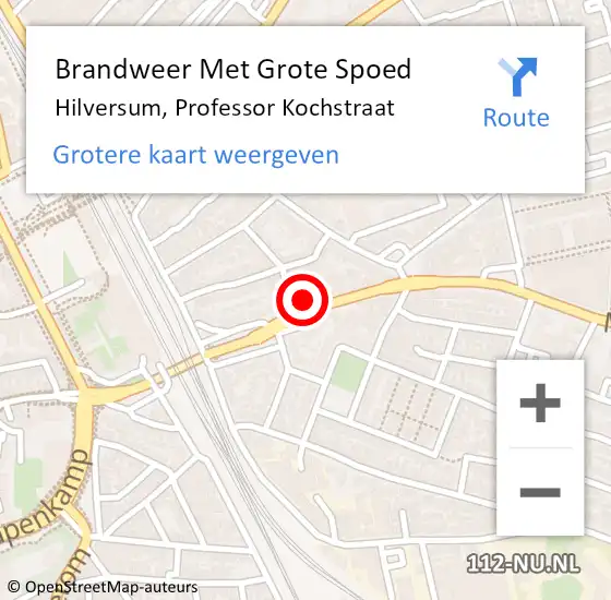 Locatie op kaart van de 112 melding: Brandweer Met Grote Spoed Naar Hilversum, Professor Kochstraat op 19 februari 2017 03:38