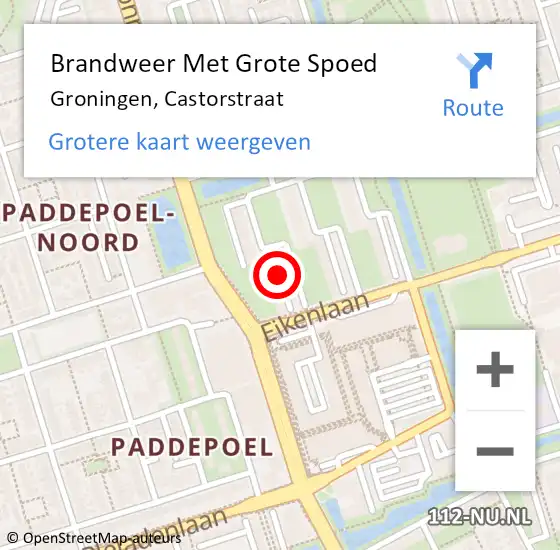 Locatie op kaart van de 112 melding: Brandweer Met Grote Spoed Naar Groningen, Castorstraat op 24 maart 2017 15:07
