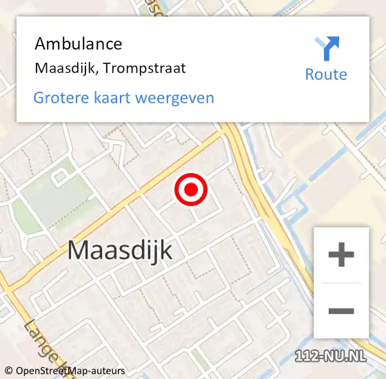 Locatie op kaart van de 112 melding: Ambulance Maasdijk, Trompstraat op 5 mei 2017 07:15