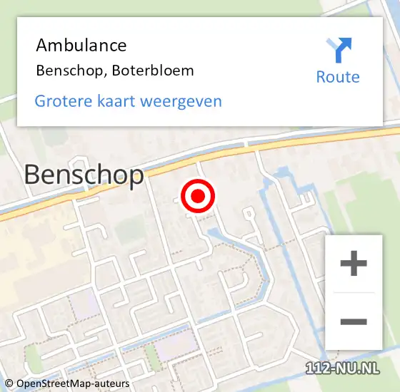 Locatie op kaart van de 112 melding: Ambulance Benschop, Boterbloem op 5 mei 2017 11:34