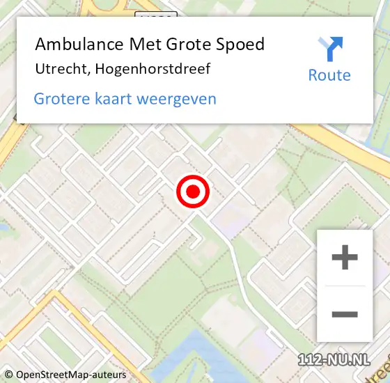 Locatie op kaart van de 112 melding: Ambulance Met Grote Spoed Naar Utrecht, Hogenhorstdreef op 24 mei 2017 15:53