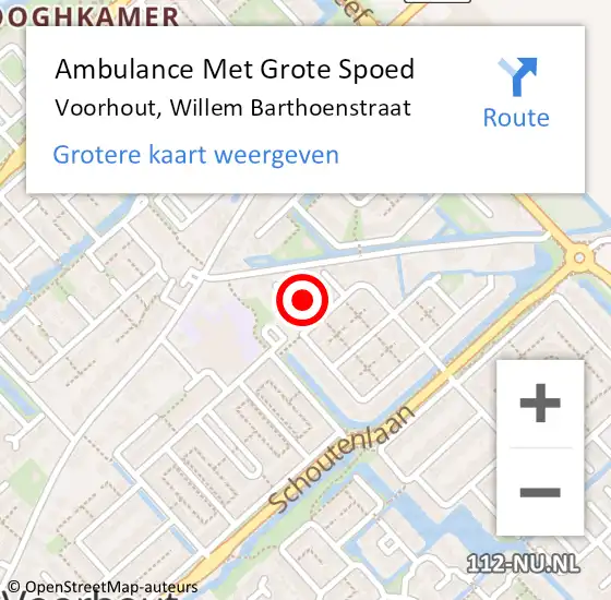 Locatie op kaart van de 112 melding: Ambulance Met Grote Spoed Naar Voorhout, Willem Barthoenstraat op 29 mei 2017 09:24