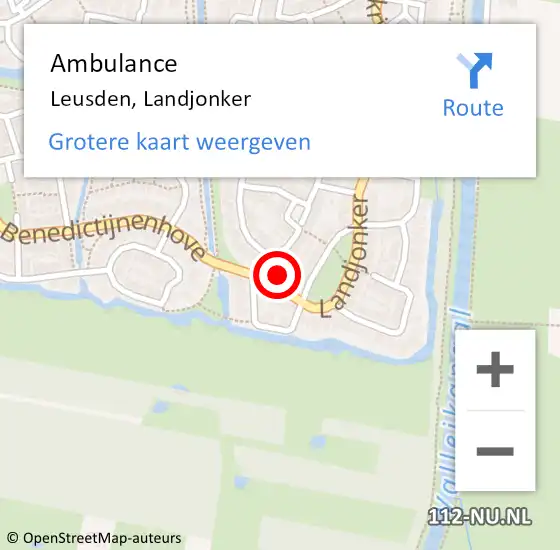 Locatie op kaart van de 112 melding: Ambulance Leusden, Landjonker op 2 juni 2017 09:20