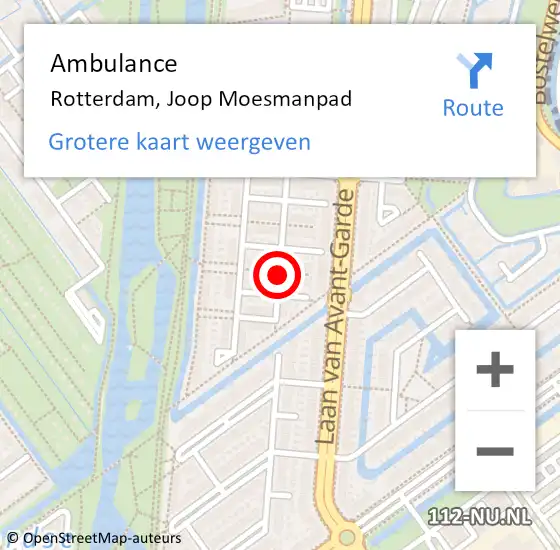Locatie op kaart van de 112 melding: Ambulance Rotterdam, Joop Moesmanpad op 27 juni 2017 10:17