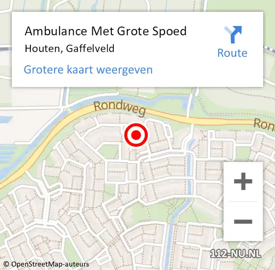 Locatie op kaart van de 112 melding: Ambulance Met Grote Spoed Naar Houten, Gaffelveld op 9 augustus 2017 11:41