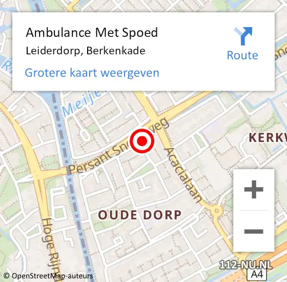 Locatie op kaart van de 112 melding: Ambulance Met Spoed Naar Leiderdorp, Berkenkade op 30 september 2017 22:31