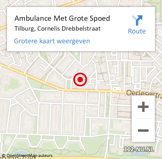 Locatie op kaart van de 112 melding: Ambulance Met Grote Spoed Naar Tilburg, Cornelis Drebbelstraat op 16 oktober 2017 17:44