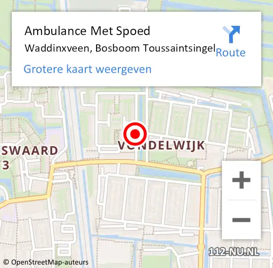Locatie op kaart van de 112 melding: Ambulance Met Spoed Naar Waddinxveen, Bosboom Toussaintsingel op 31 oktober 2017 20:19