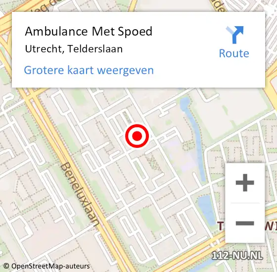 Locatie op kaart van de 112 melding: Ambulance Met Spoed Naar Utrecht, Telderslaan op 15 november 2017 18:04