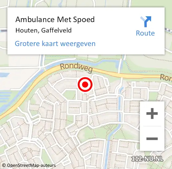 Locatie op kaart van de 112 melding: Ambulance Met Spoed Naar Houten, Gaffelveld op 1 december 2017 03:41