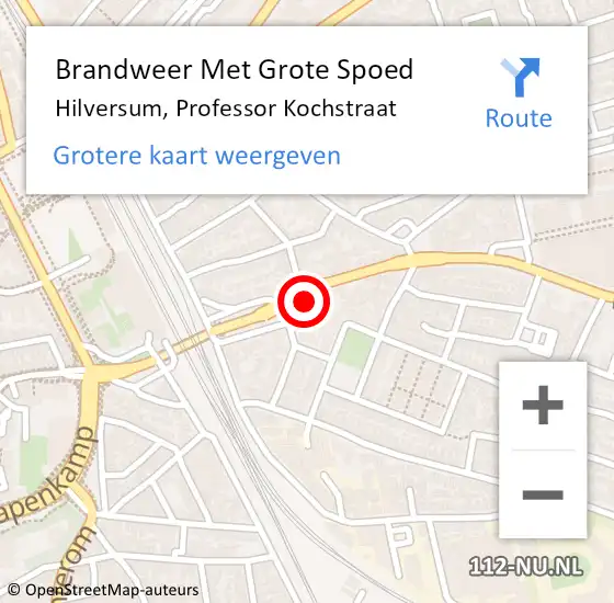 Locatie op kaart van de 112 melding: Brandweer Met Grote Spoed Naar Hilversum, Professor Kochstraat op 1 december 2017 07:58