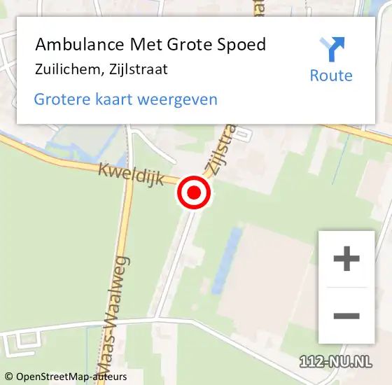 Locatie op kaart van de 112 melding: Ambulance Met Grote Spoed Naar Zuilichem, Zijlstraat op 4 december 2017 04:15