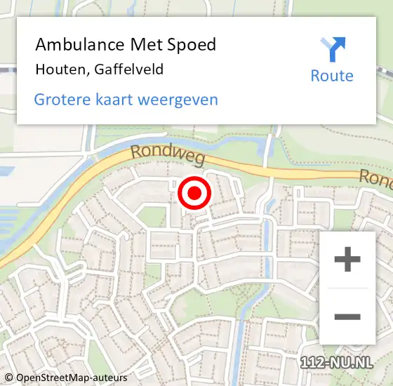 Locatie op kaart van de 112 melding: Ambulance Met Spoed Naar Houten, Gaffelveld op 6 januari 2018 08:38