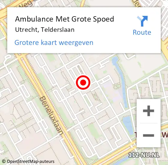 Locatie op kaart van de 112 melding: Ambulance Met Grote Spoed Naar Utrecht, Telderslaan op 18 januari 2018 06:50
