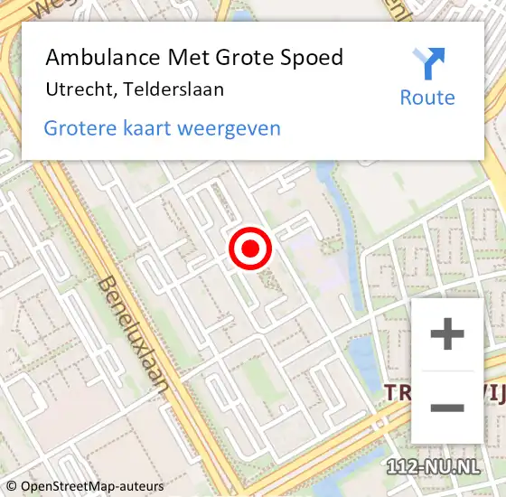 Locatie op kaart van de 112 melding: Ambulance Met Grote Spoed Naar Utrecht, Telderslaan op 19 januari 2018 20:06