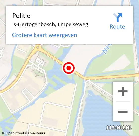 Locatie op kaart van de 112 melding: Politie 's-Hertogenbosch, Empelseweg op 15 februari 2018 06:56