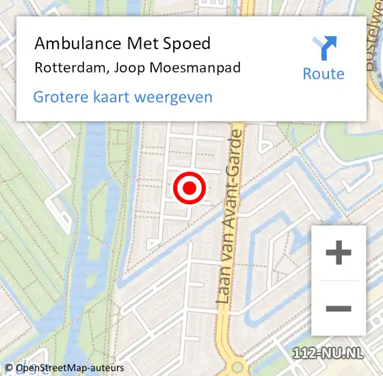 Locatie op kaart van de 112 melding: Ambulance Met Spoed Naar Rotterdam, Joop Moesmanpad op 26 februari 2018 01:15