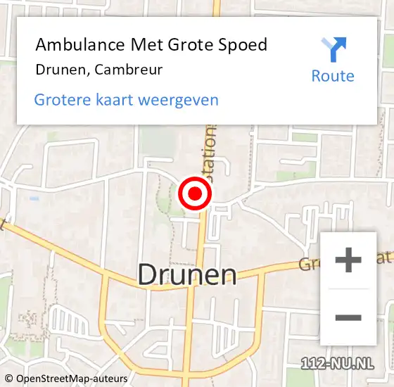 Locatie op kaart van de 112 melding: Ambulance Met Grote Spoed Naar Drunen, Cambreur op 11 maart 2018 23:05