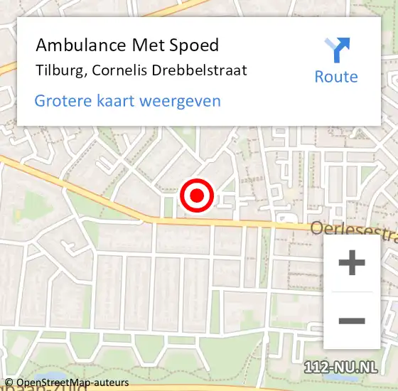 Locatie op kaart van de 112 melding: Ambulance Met Spoed Naar Tilburg, Cornelis Drebbelstraat op 3 april 2018 16:40